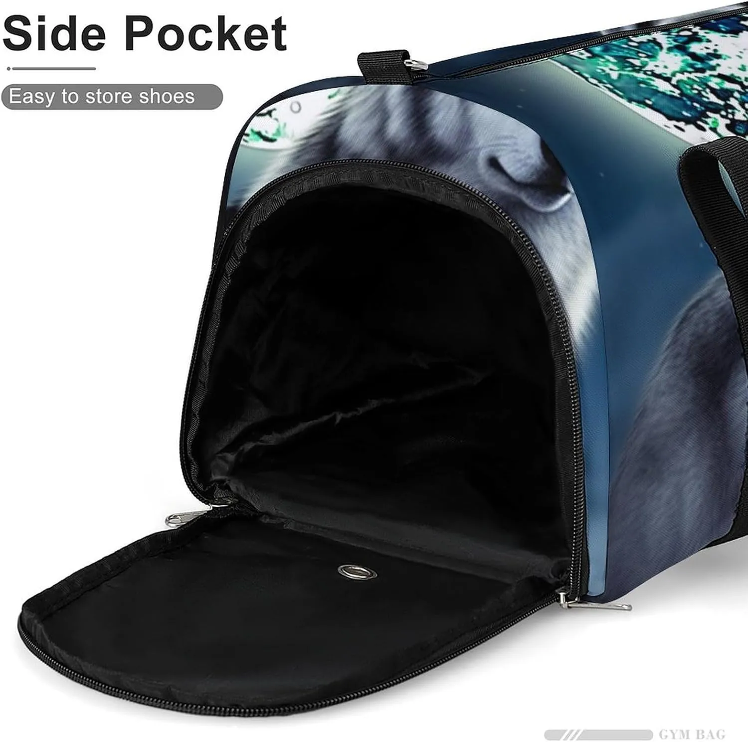 Gym Bag Wolf Under Moon Duffel Bag for Men Women Overnight Bag with Shoe Compartment Workout Bags