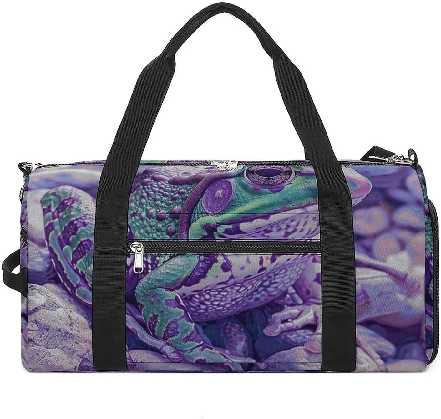 Gym Bags for Men Women A Little Green Frog Duffle Bag Travel Overnight Bag with Shoe Compartment Tote Bags