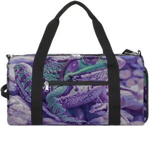 Gym Bags for Men Women A Little Green Frog Duffle Bag Travel Overnight Bag with Shoe Compartment Tote Bags