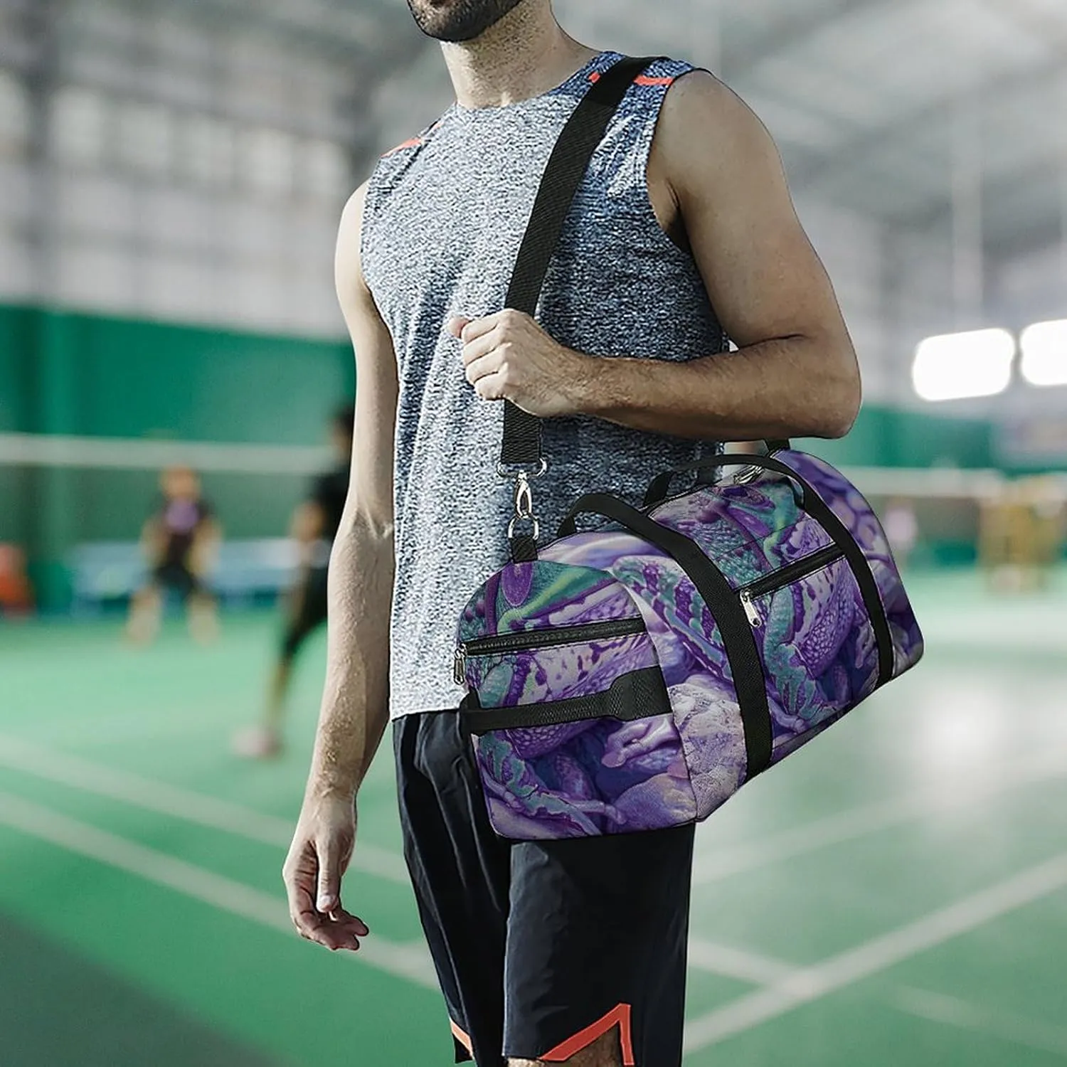 Gym Bags for Men Women A Little Green Frog Duffle Bag Travel Overnight Bag with Shoe Compartment Tote Bags
