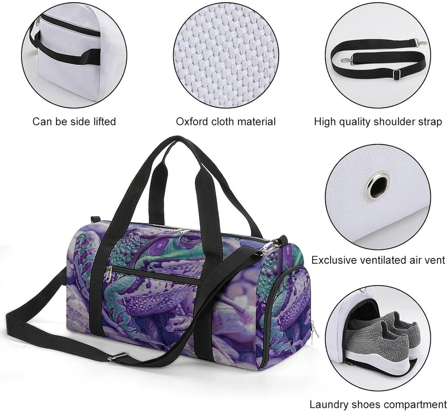 Gym Bags for Men Women A Little Green Frog Duffle Bag Travel Overnight Bag with Shoe Compartment Tote Bags