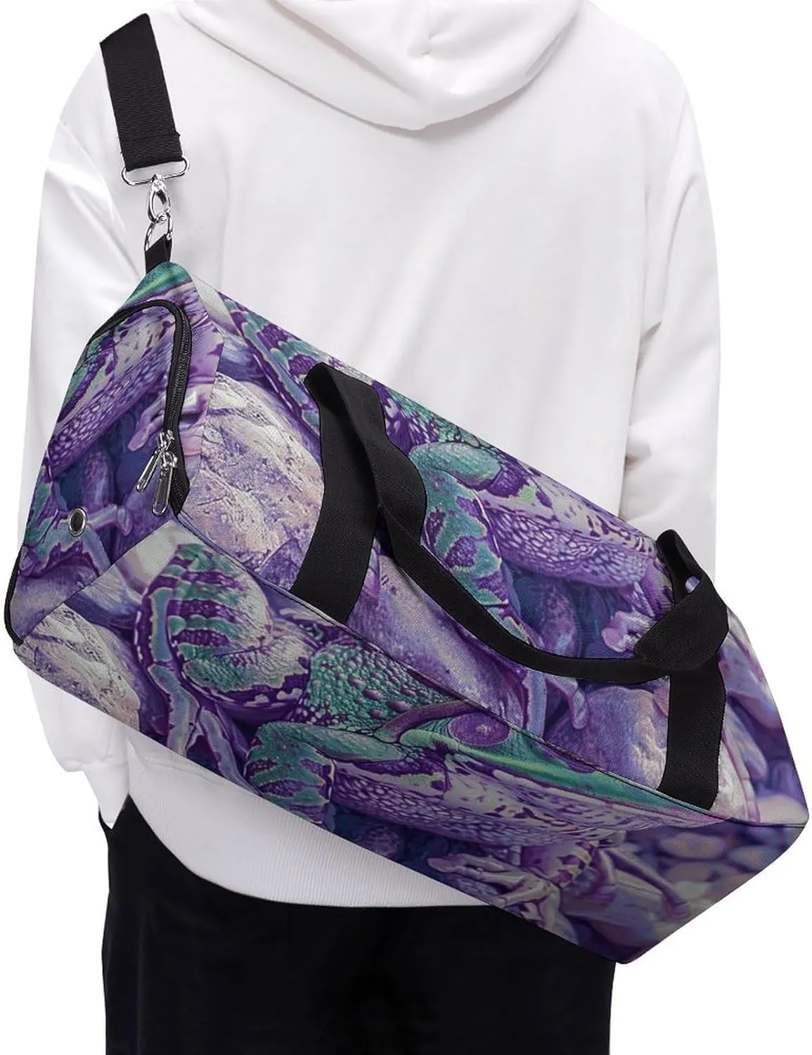 Gym Bags for Men Women A Little Green Frog Duffle Bag Travel Overnight Bag with Shoe Compartment Tote Bags