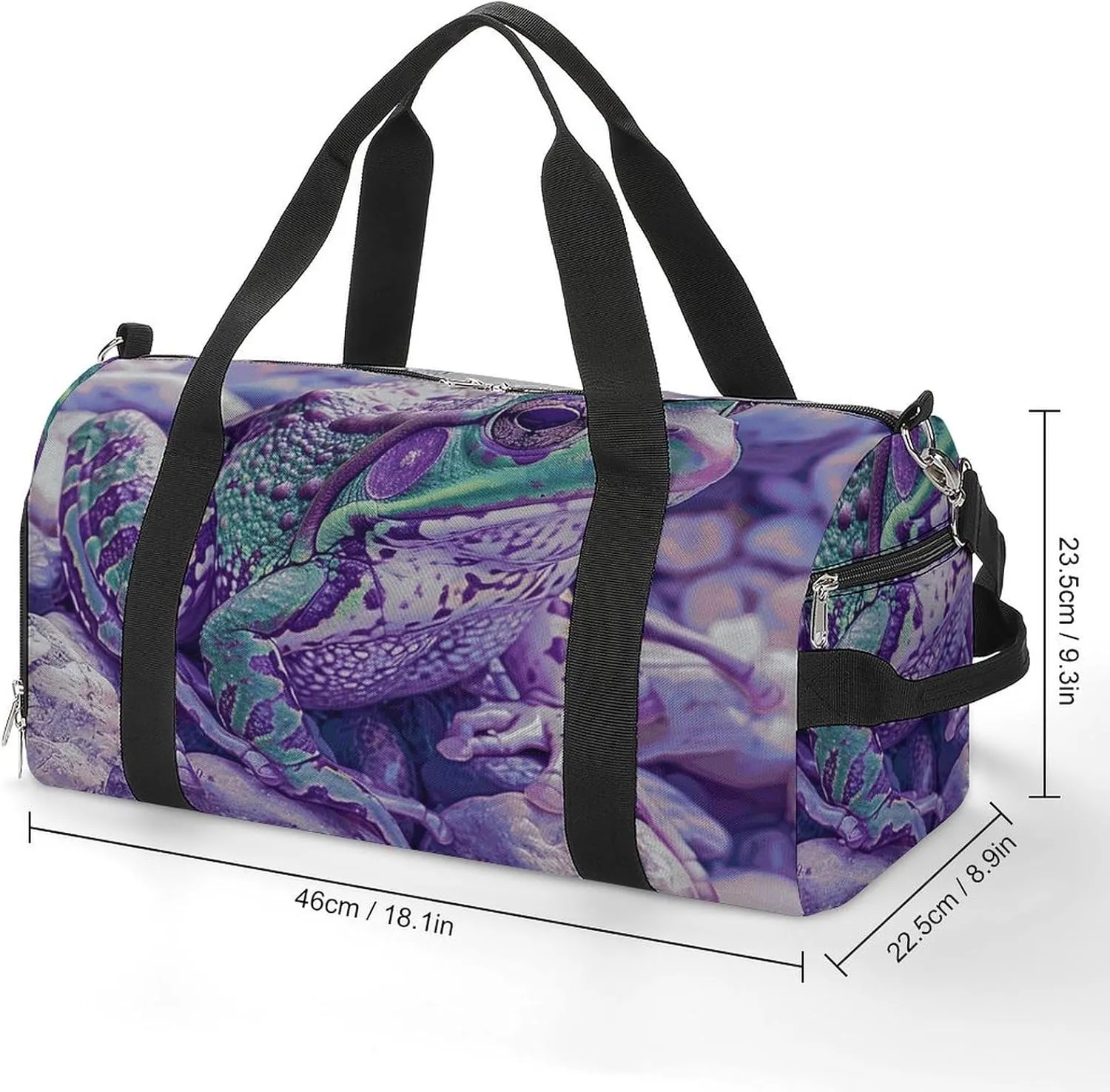 Gym Bags for Men Women A Little Green Frog Duffle Bag Travel Overnight Bag with Shoe Compartment Tote Bags
