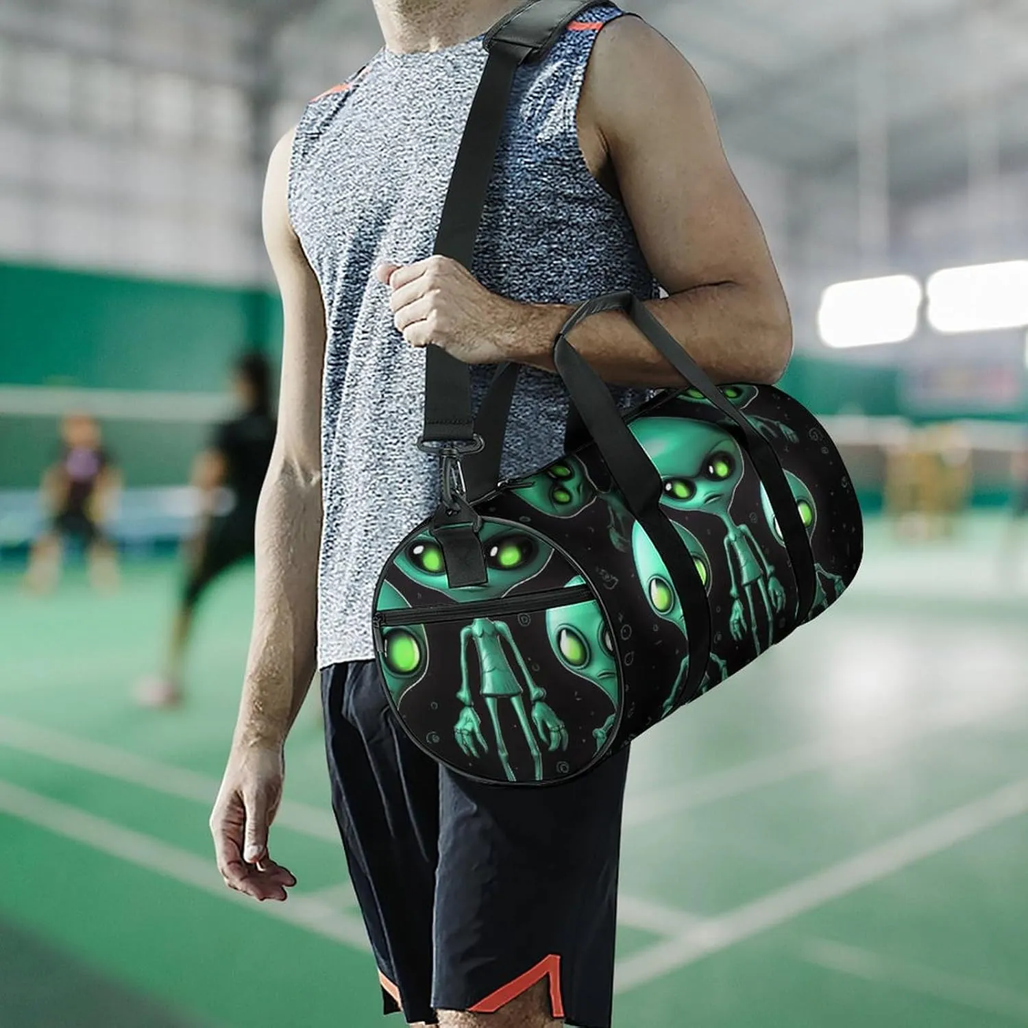 Gym Bags for Men Women Aliens Duffle Bag Travel Overnight Bag with Shoe Compartment Tote Bags