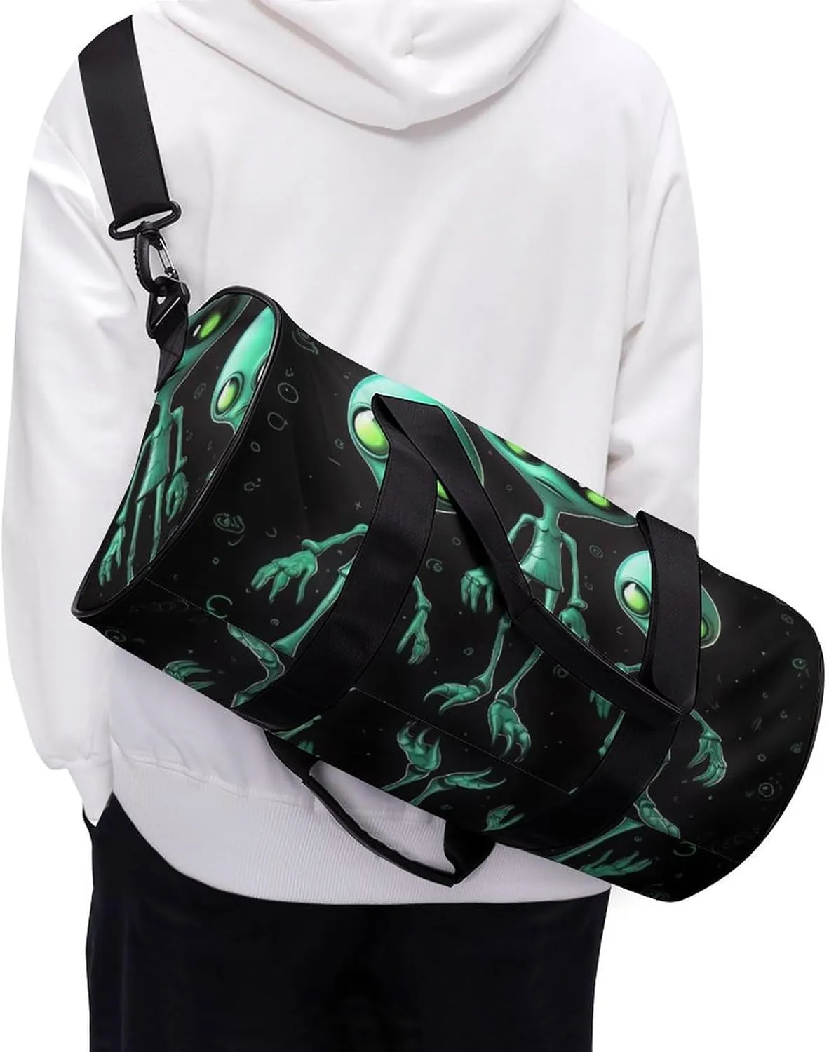 Gym Bags for Men Women Aliens Duffle Bag Travel Overnight Bag with Shoe Compartment Tote Bags