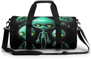 Gym Bags for Men Women Aliens Duffle Bag Travel Overnight Bag with Shoe Compartment Tote Bags