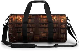 Gym Bags for Men Women Book Room Library Duffle Bag Travel Overnight Bag with Shoe Compartment Tote Bags