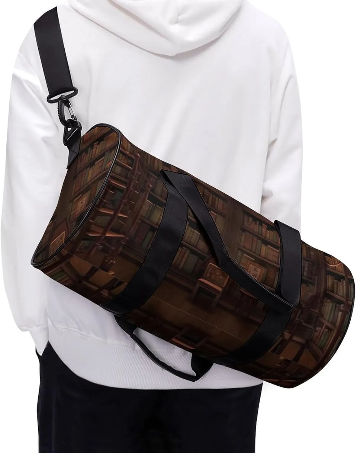 Gym Bags for Men Women Book Room Library Duffle Bag Travel Overnight Bag with Shoe Compartment Tote Bags