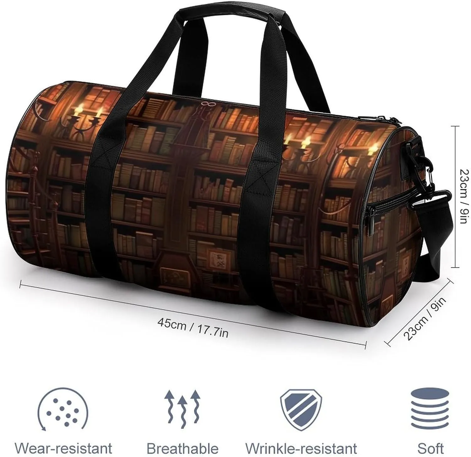 Gym Bags for Men Women Book Room Library Duffle Bag Travel Overnight Bag with Shoe Compartment Tote Bags
