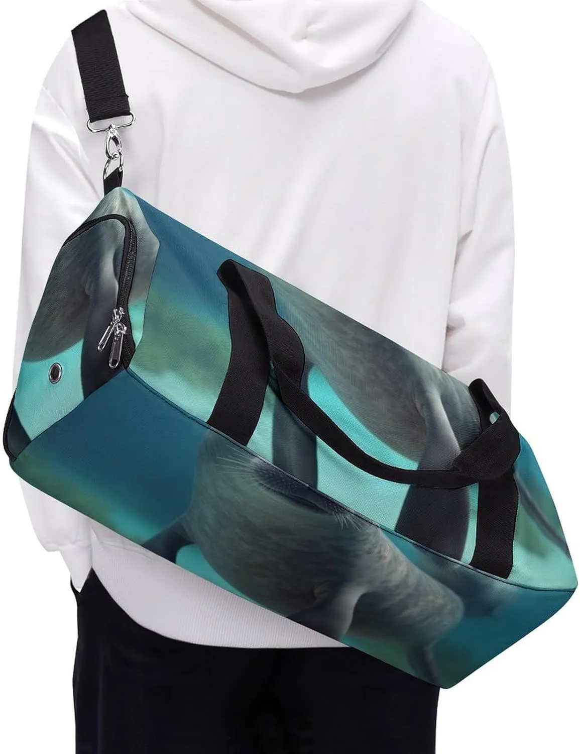 Gym Bags for Men Women Cute Sea Animal Duffle Bag Travel Overnight Bag with Shoe Compartment Tote Bags
