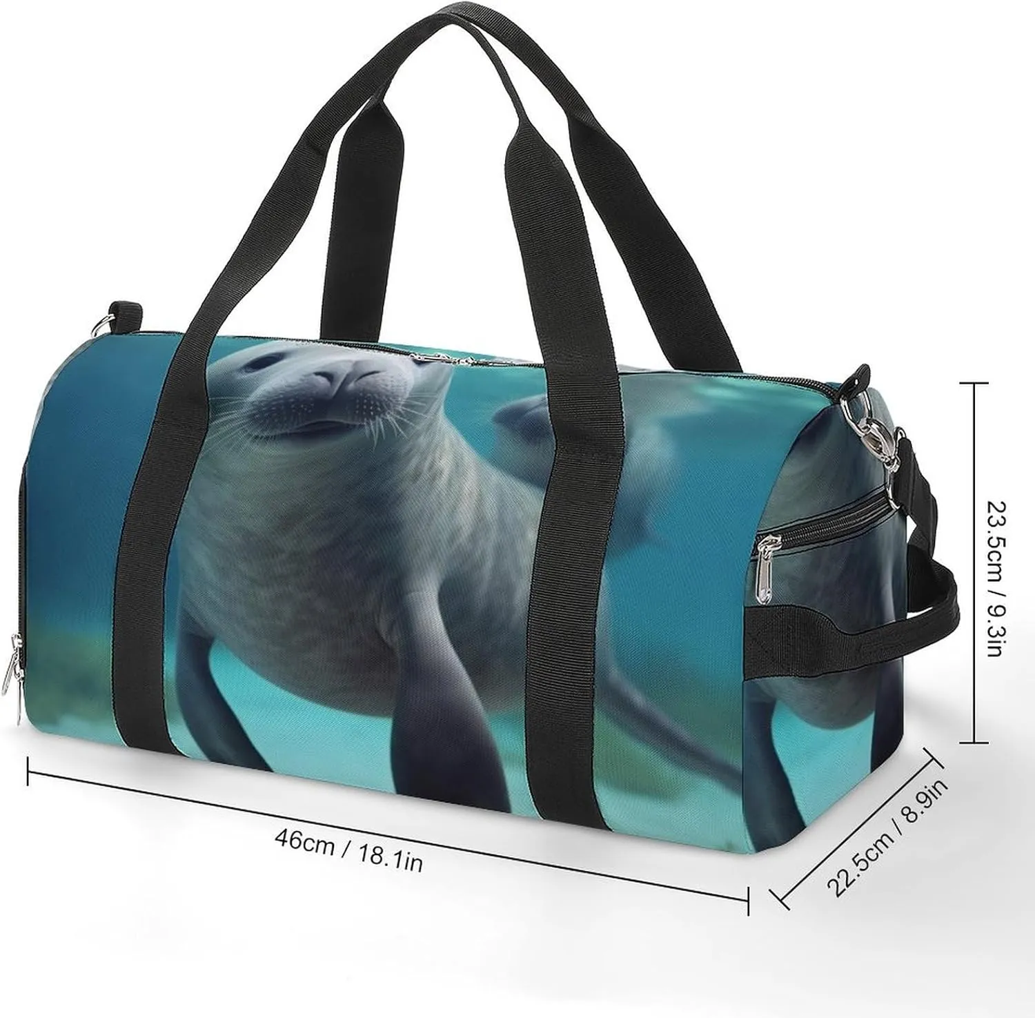 Gym Bags for Men Women Cute Sea Animal Duffle Bag Travel Overnight Bag with Shoe Compartment Tote Bags