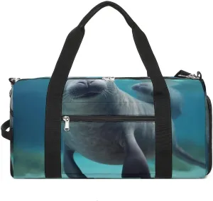 Gym Bags for Men Women Cute Sea Animal Duffle Bag Travel Overnight Bag with Shoe Compartment Tote Bags