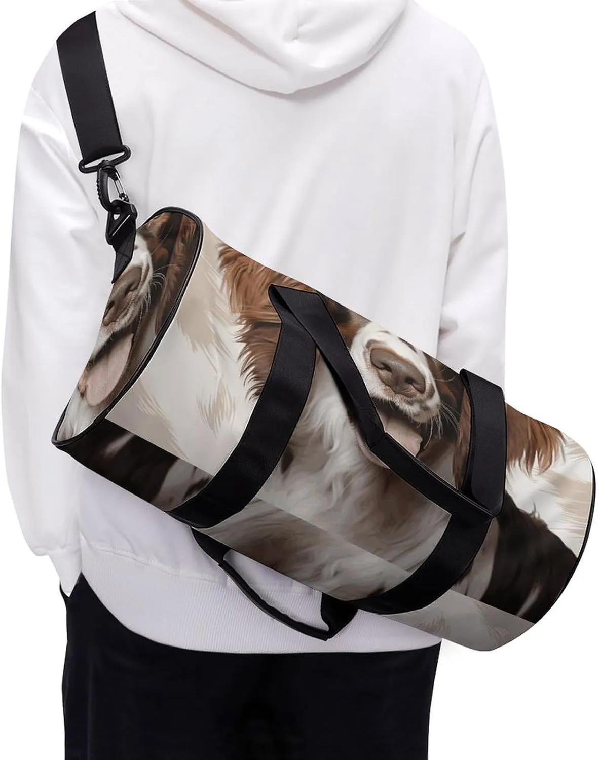 Gym Bags for Men Women Cute Springer Spaniel Duffle Bag Travel Overnight Bag with Shoe Compartment Tote Bags
