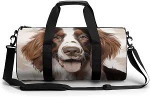 Gym Bags for Men Women Cute Springer Spaniel Duffle Bag Travel Overnight Bag with Shoe Compartment Tote Bags