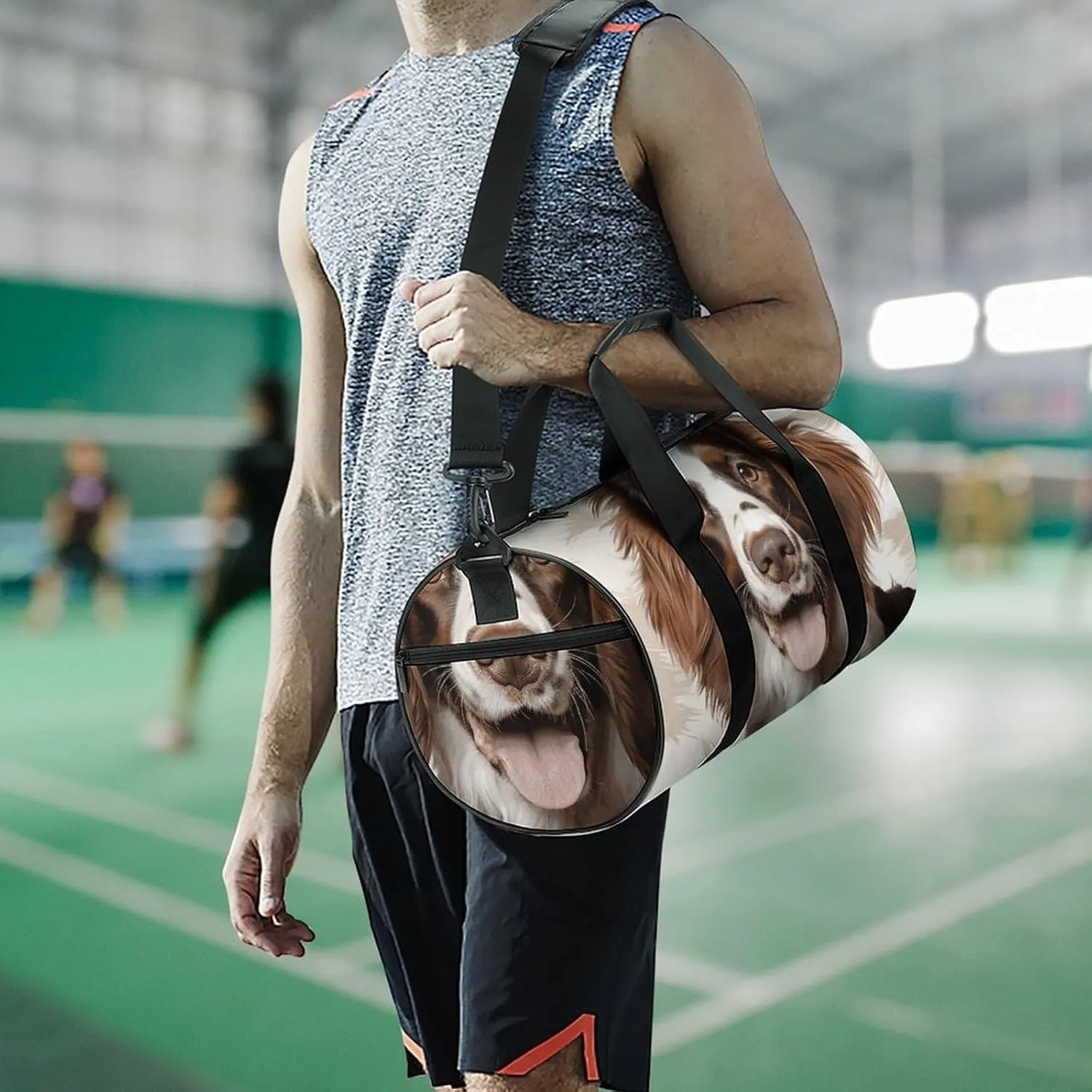 Gym Bags for Men Women Cute Springer Spaniel Duffle Bag Travel Overnight Bag with Shoe Compartment Tote Bags