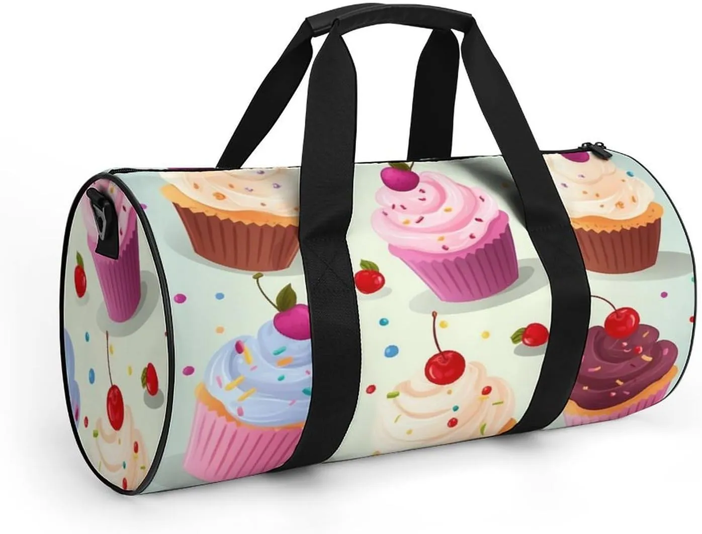 Gym Bags for Men Women Delicious Cupcakes Duffle Bag Travel Overnight Bag with Shoe Compartment Tote Bags