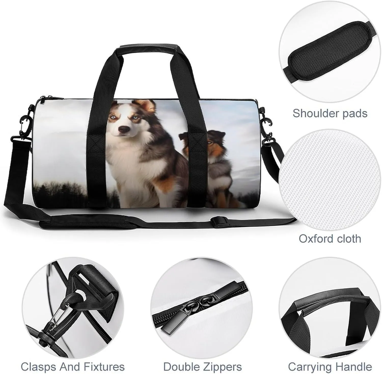 Gym Bags for Men Women Dogs Duffle Bag Travel Overnight Bag with Shoe Compartment Tote Bags