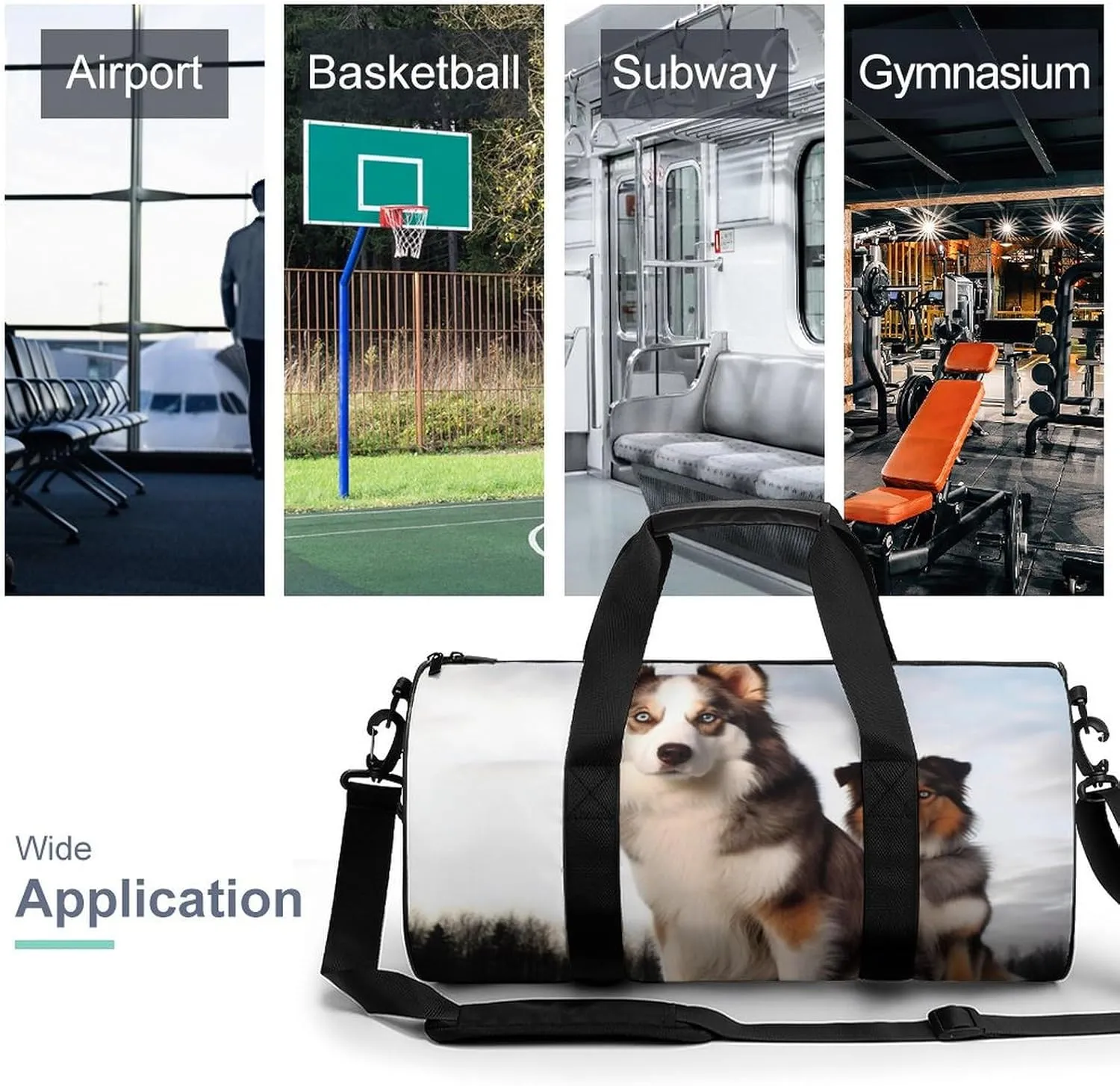 Gym Bags for Men Women Dogs Duffle Bag Travel Overnight Bag with Shoe Compartment Tote Bags