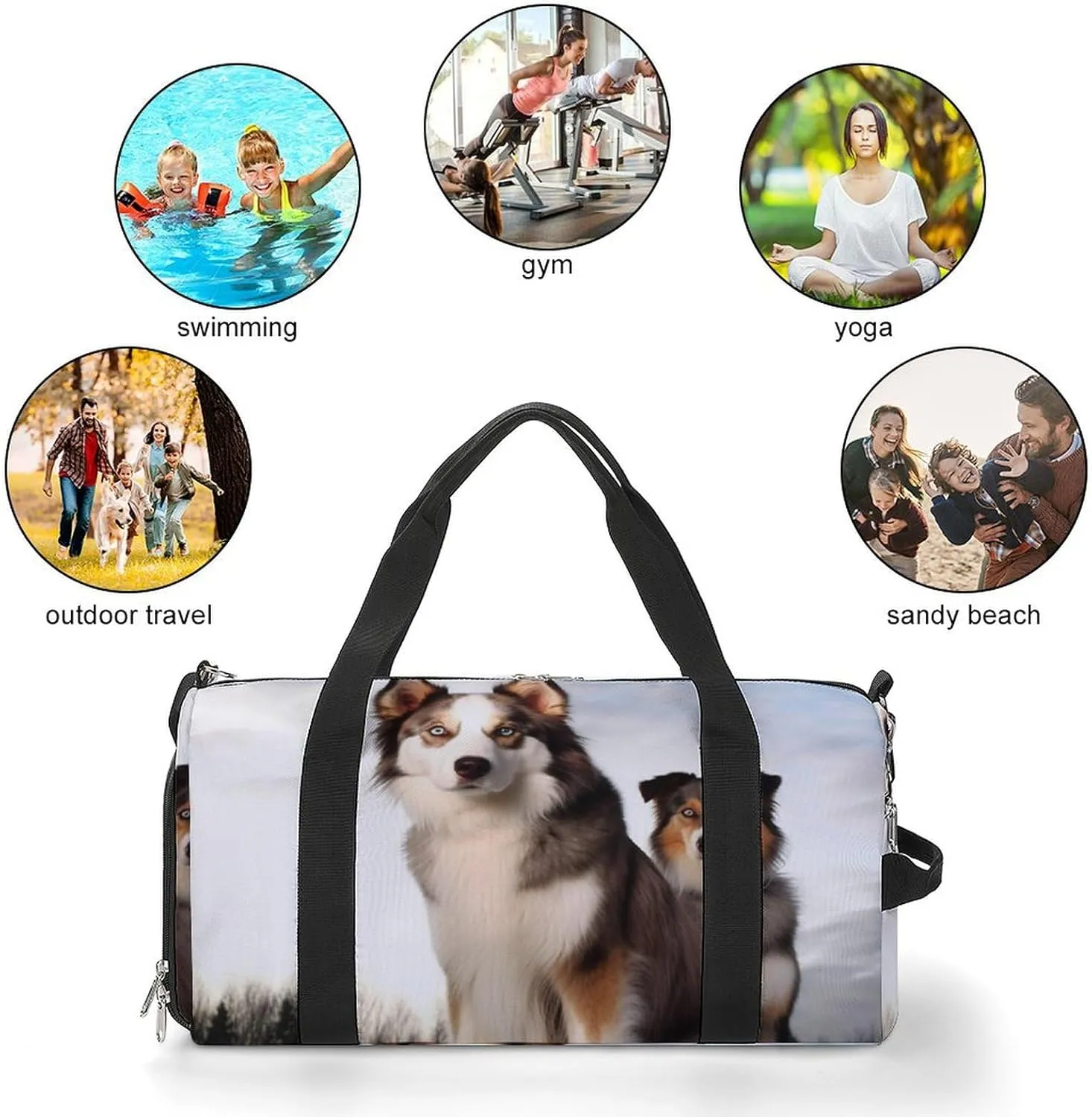 Gym Bags for Men Women Dogs Duffle Bag Travel Overnight Bag with Shoe Compartment Tote Bags