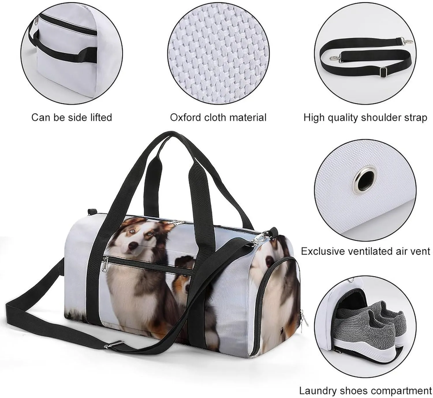 Gym Bags for Men Women Dogs Duffle Bag Travel Overnight Bag with Shoe Compartment Tote Bags