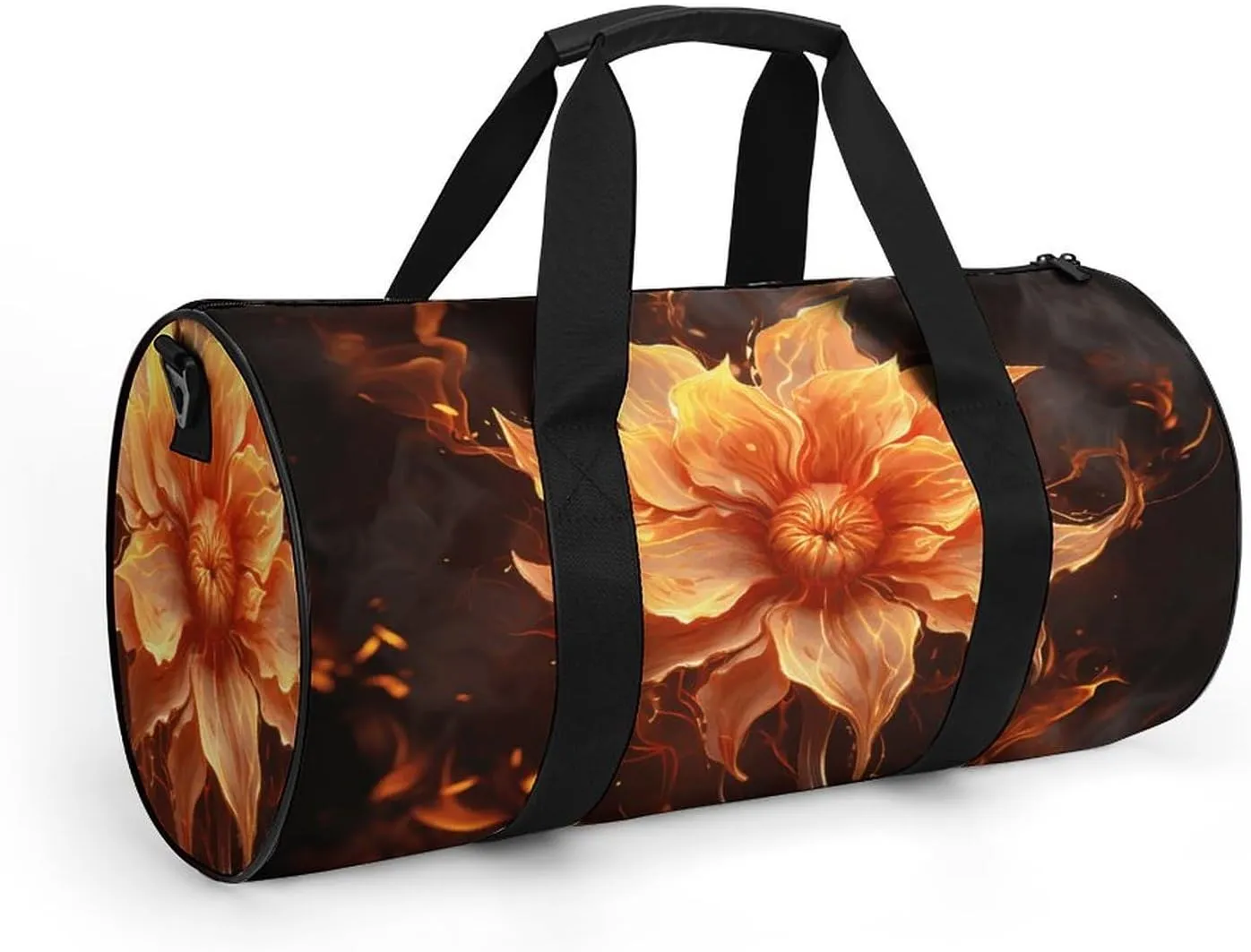 Gym Bags for Men Women Flame Flower Duffle Bag Travel Overnight Bag with Shoe Compartment Tote Bags