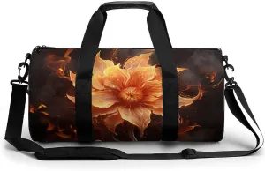 Gym Bags for Men Women Flame Flower Duffle Bag Travel Overnight Bag with Shoe Compartment Tote Bags
