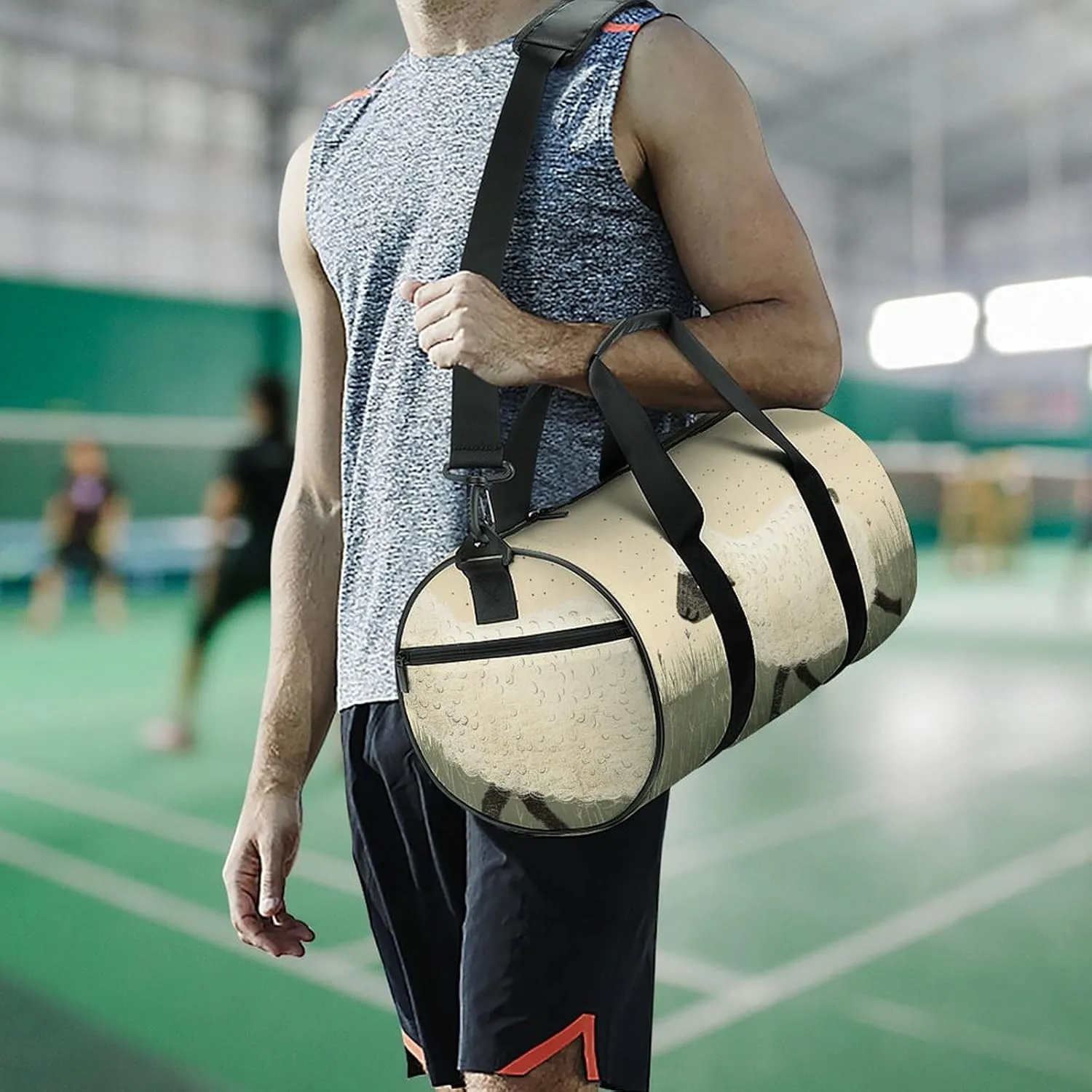Gym Bags for Men Women Hand Drawn Sheep Duffle Bag Travel Overnight Bag with Shoe Compartment Tote Bags