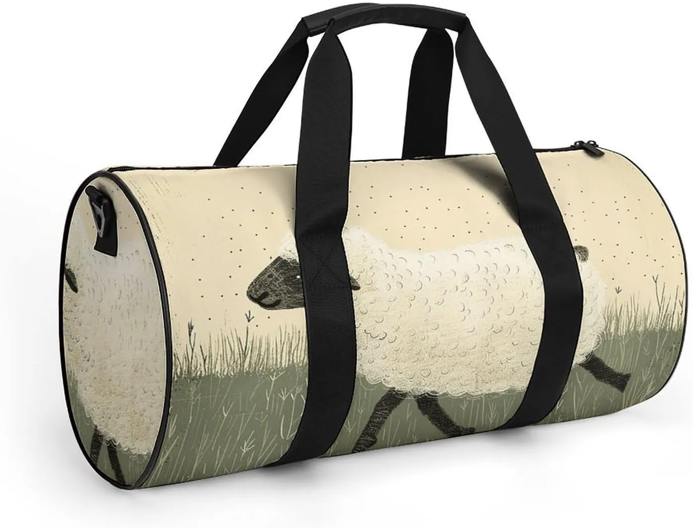 Gym Bags for Men Women Hand Drawn Sheep Duffle Bag Travel Overnight Bag with Shoe Compartment Tote Bags