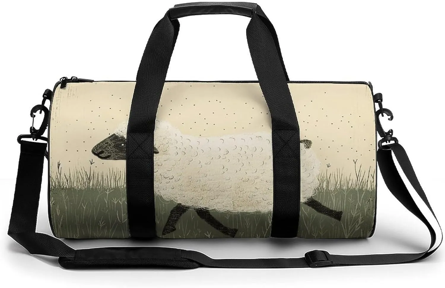 Gym Bags for Men Women Hand Drawn Sheep Duffle Bag Travel Overnight Bag with Shoe Compartment Tote Bags