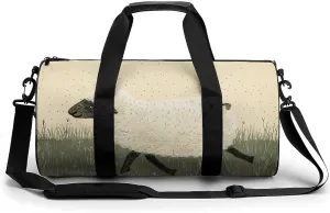 Gym Bags for Men Women Hand Drawn Sheep Duffle Bag Travel Overnight Bag with Shoe Compartment Tote Bags