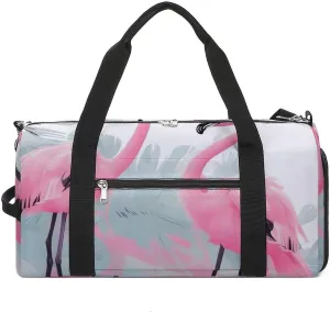 Gym Bags for Men Women Love Flamingo Duffle Bag Travel Overnight Bag with Shoe Compartment Tote Bags