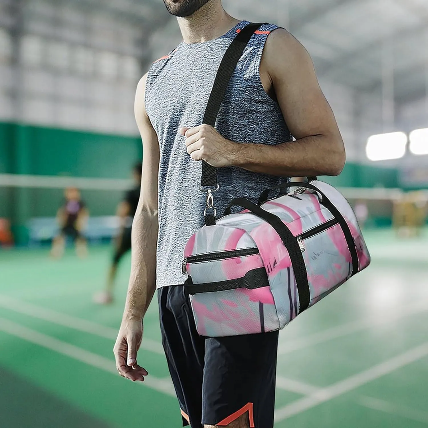 Gym Bags for Men Women Love Flamingo Duffle Bag Travel Overnight Bag with Shoe Compartment Tote Bags