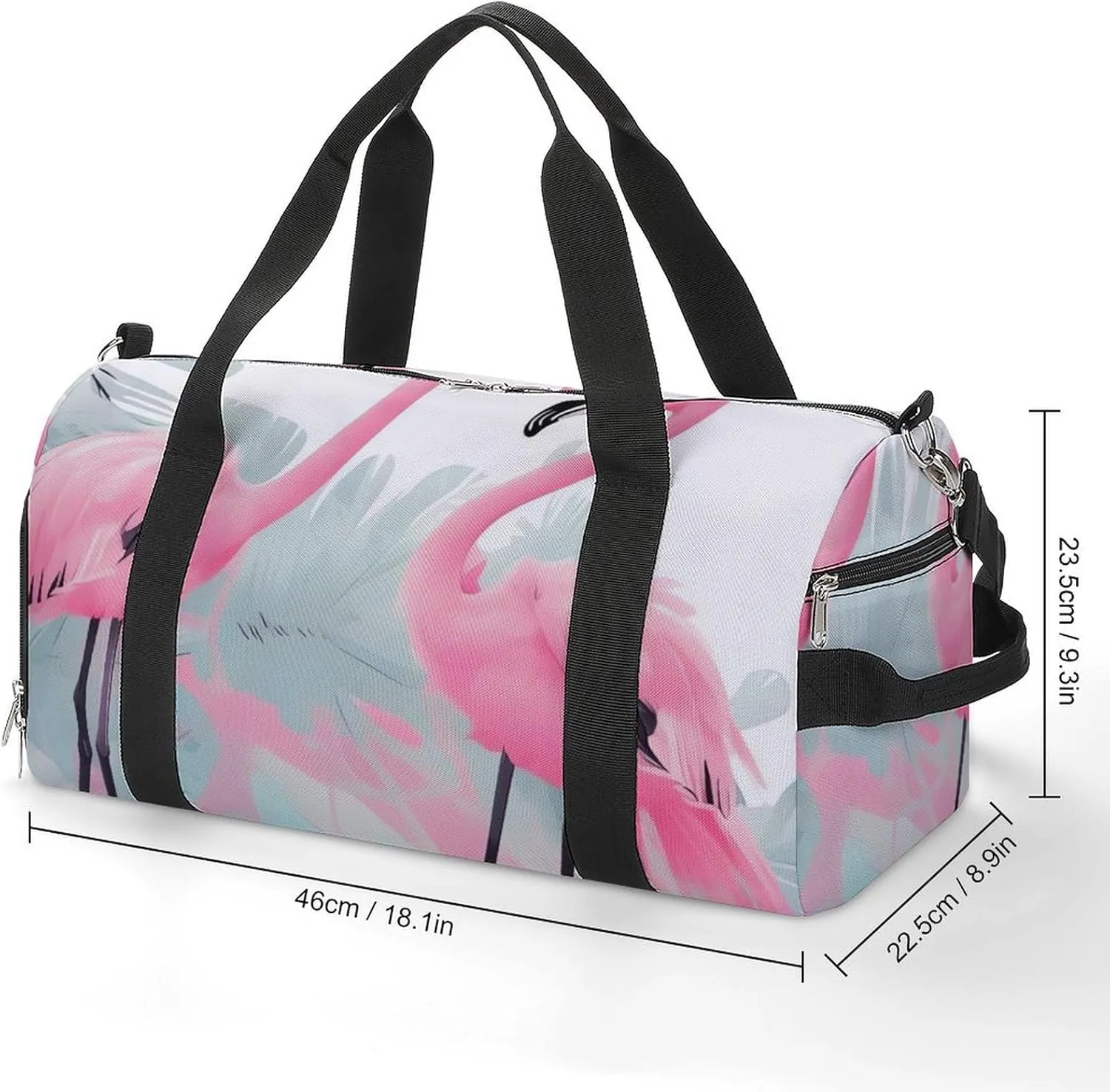 Gym Bags for Men Women Love Flamingo Duffle Bag Travel Overnight Bag with Shoe Compartment Tote Bags