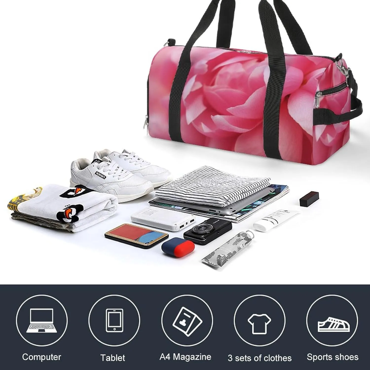 Gym Bags for Men Women Petal Duffle Bag Travel Overnight Bag with Shoe Compartment Tote Bags