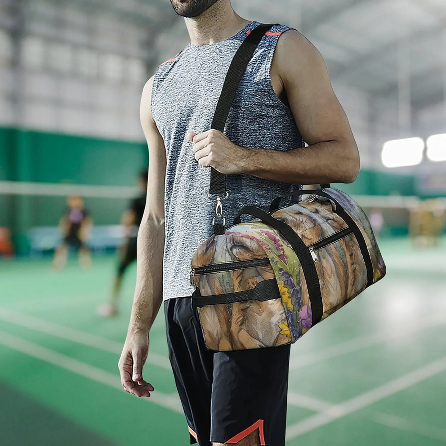 Gym Bags for Men Women Two Prairie Dogs Duffle Bag Travel Overnight Bag with Shoe Compartment Tote Bags