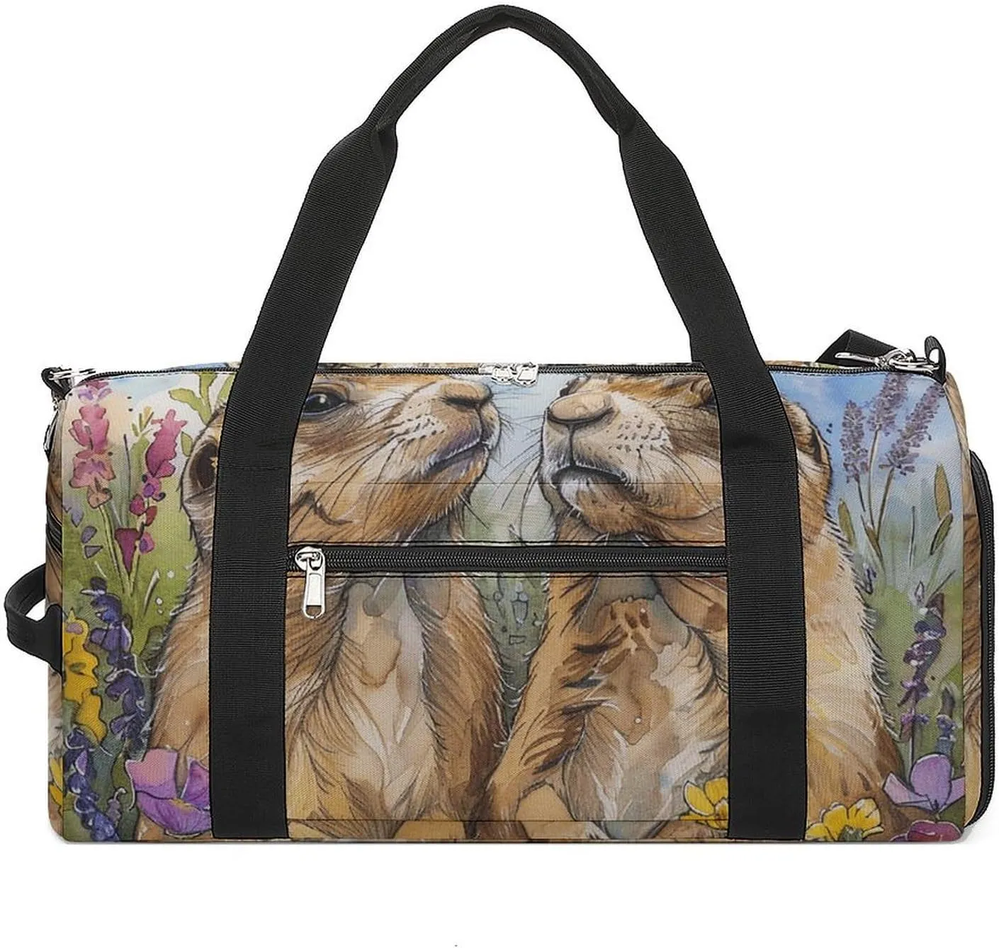 Gym Bags for Men Women Two Prairie Dogs Duffle Bag Travel Overnight Bag with Shoe Compartment Tote Bags