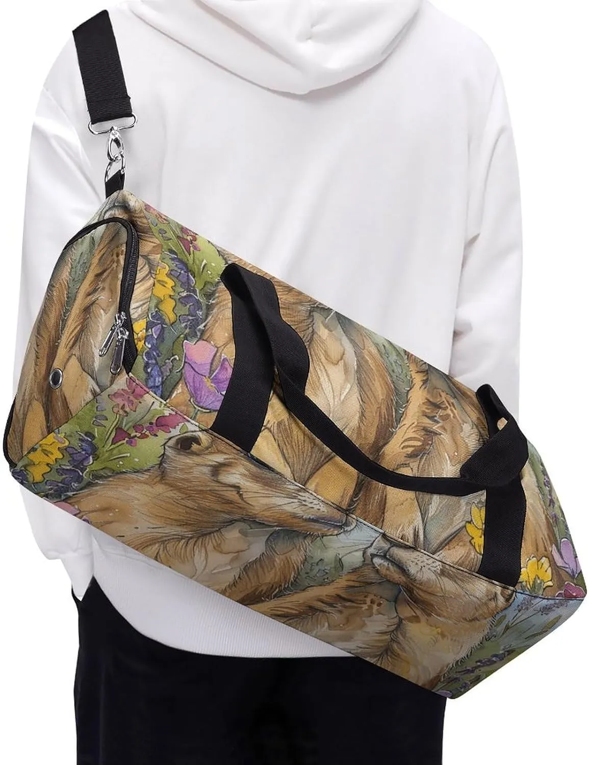 Gym Bags for Men Women Two Prairie Dogs Duffle Bag Travel Overnight Bag with Shoe Compartment Tote Bags