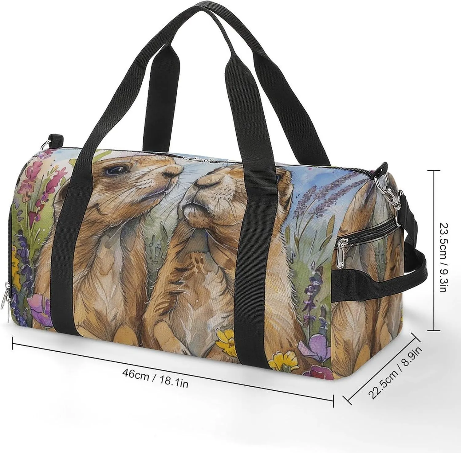 Gym Bags for Men Women Two Prairie Dogs Duffle Bag Travel Overnight Bag with Shoe Compartment Tote Bags