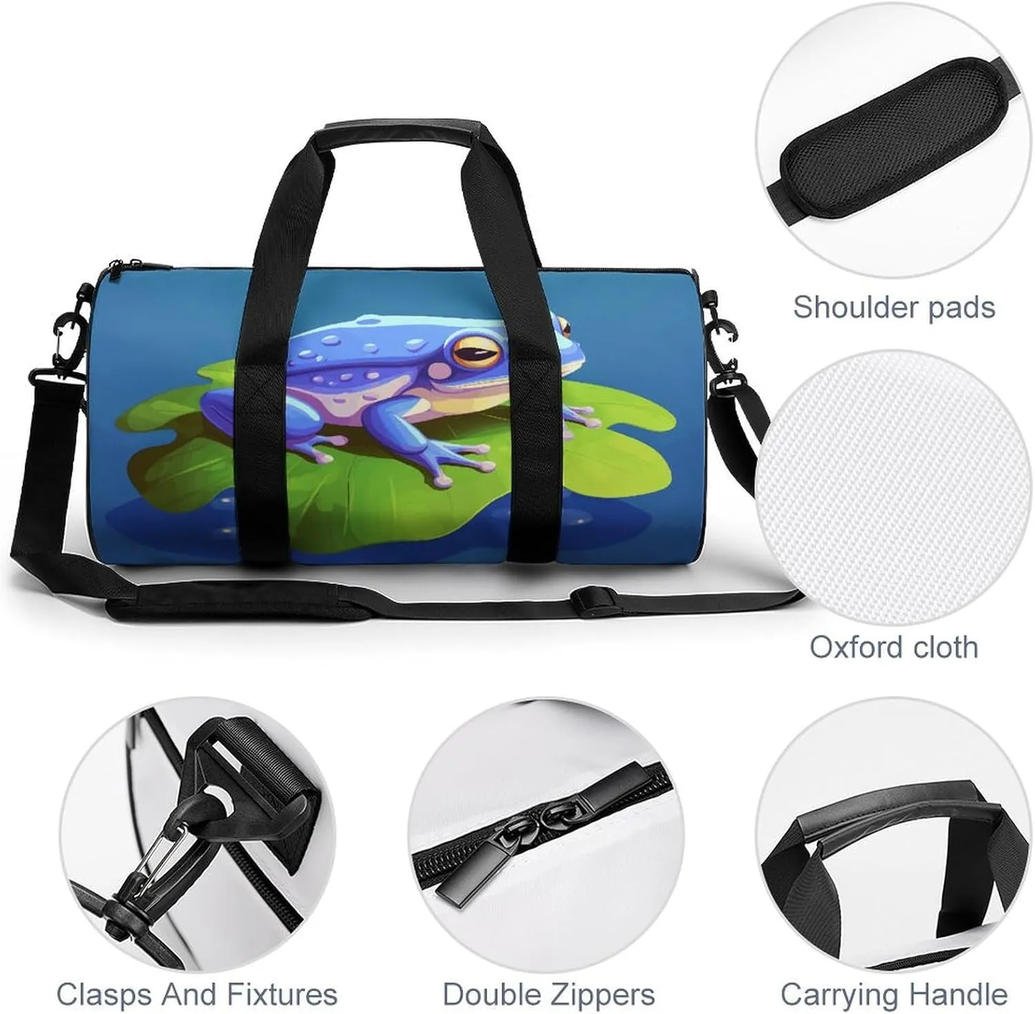 Gym Bags Small A Cartoon Frog Duffel Bag Overnight Bag with Shoe Compartment Carryon Bag for Men Women