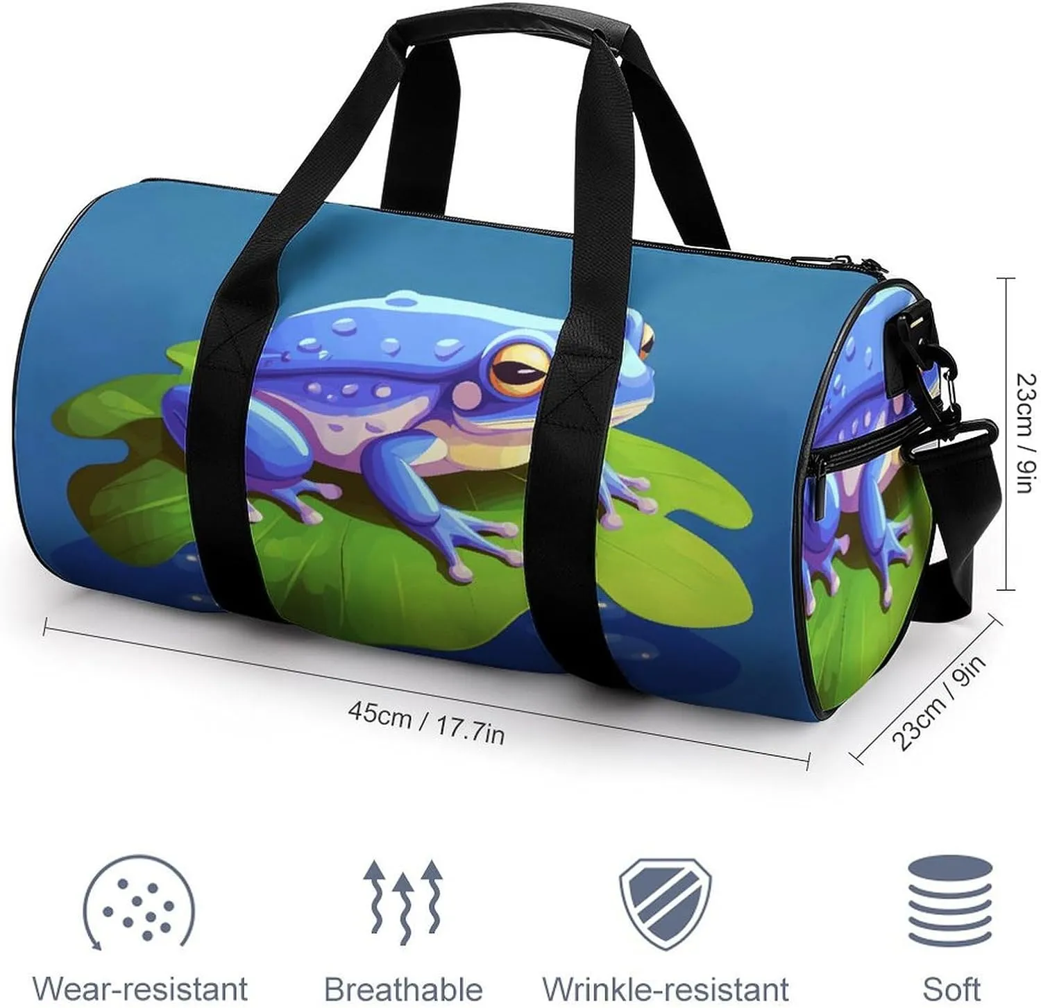 Gym Bags Small A Cartoon Frog Duffel Bag Overnight Bag with Shoe Compartment Carryon Bag for Men Women