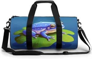 Gym Bags Small A Cartoon Frog Duffel Bag Overnight Bag with Shoe Compartment Carryon Bag for Men Women