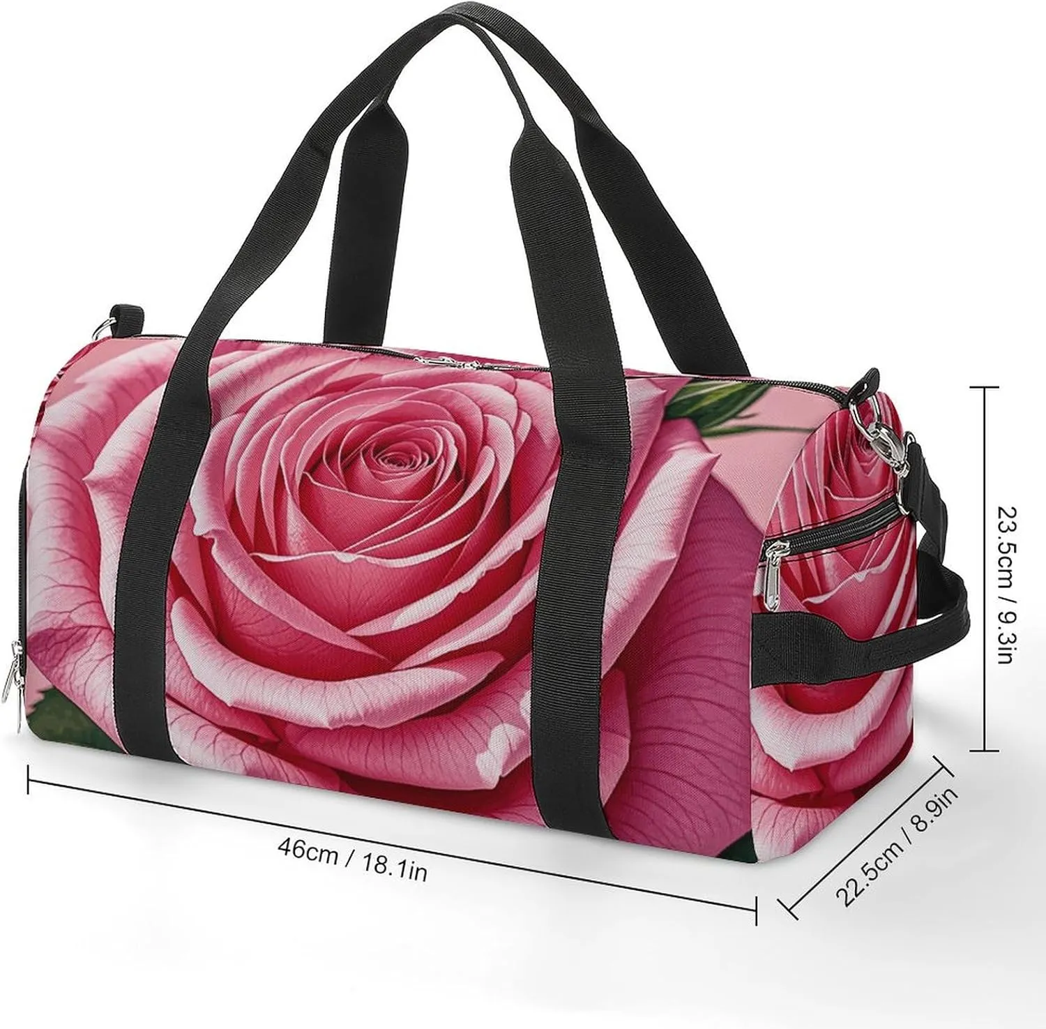 Gym Bags Small Beautiful Roses Duffel Bag Overnight Bag with Shoe Compartment Carryon Bag for Men Women