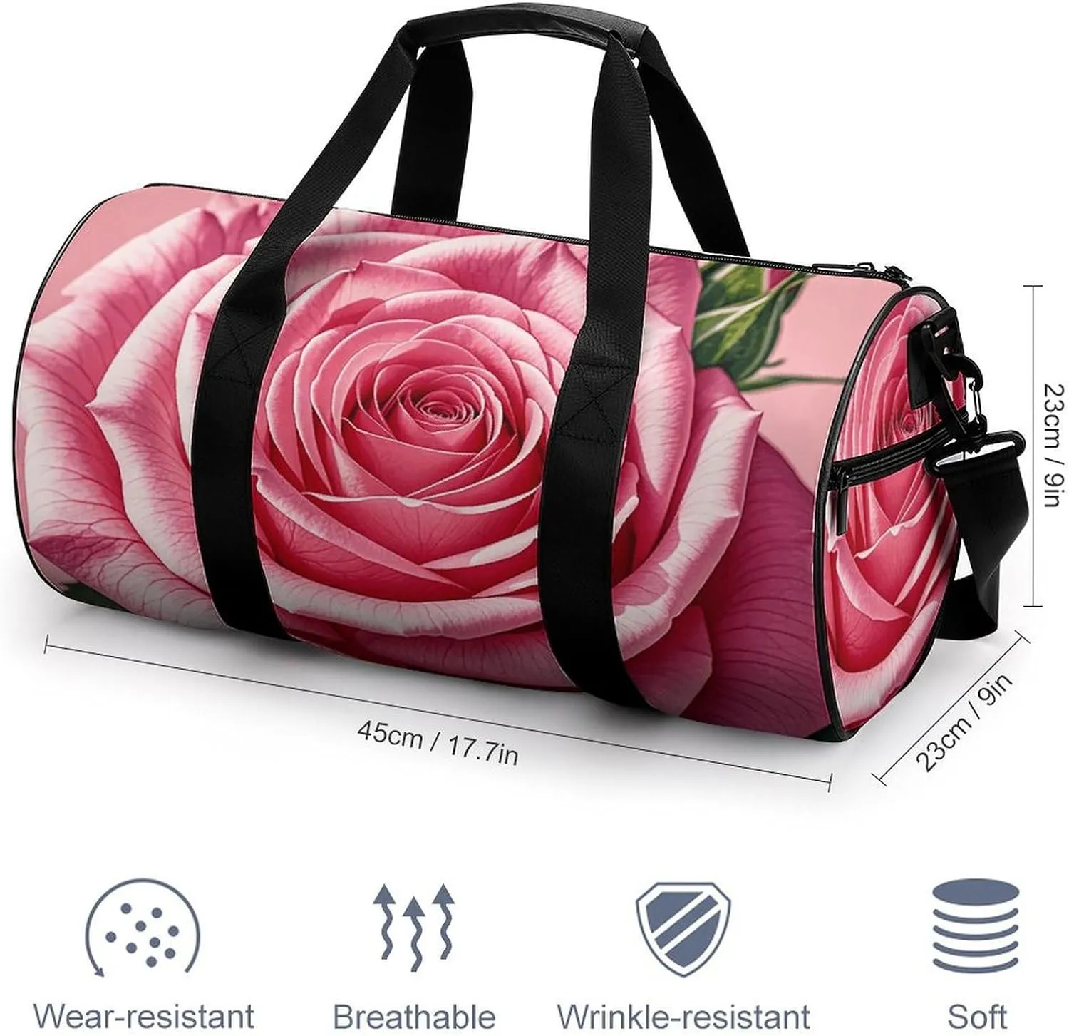 Gym Bags Small Beautiful Roses Duffel Bag Overnight Bag with Shoe Compartment Carryon Bag for Men Women