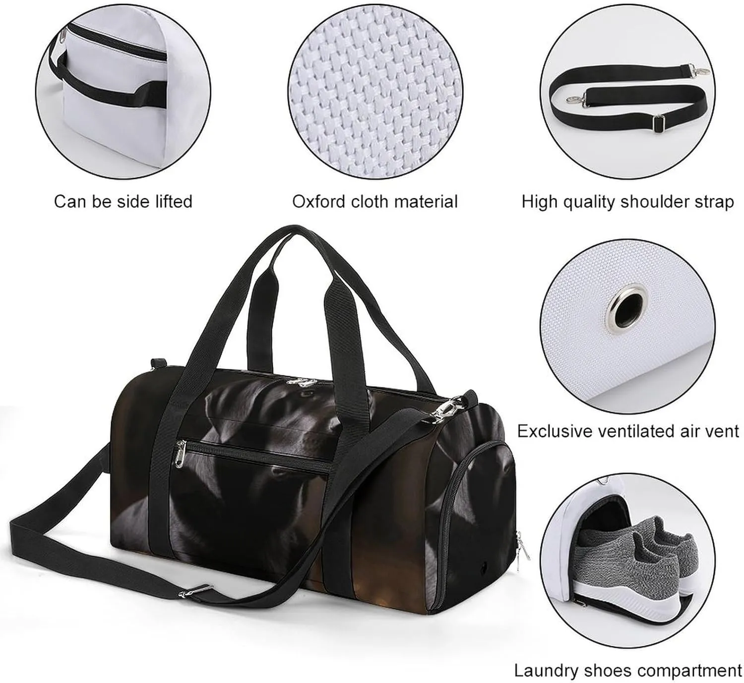 Gym Bags Small Black Labrador Duffel Bag Overnight Bag with Shoe Compartment Carryon Bag for Men Women