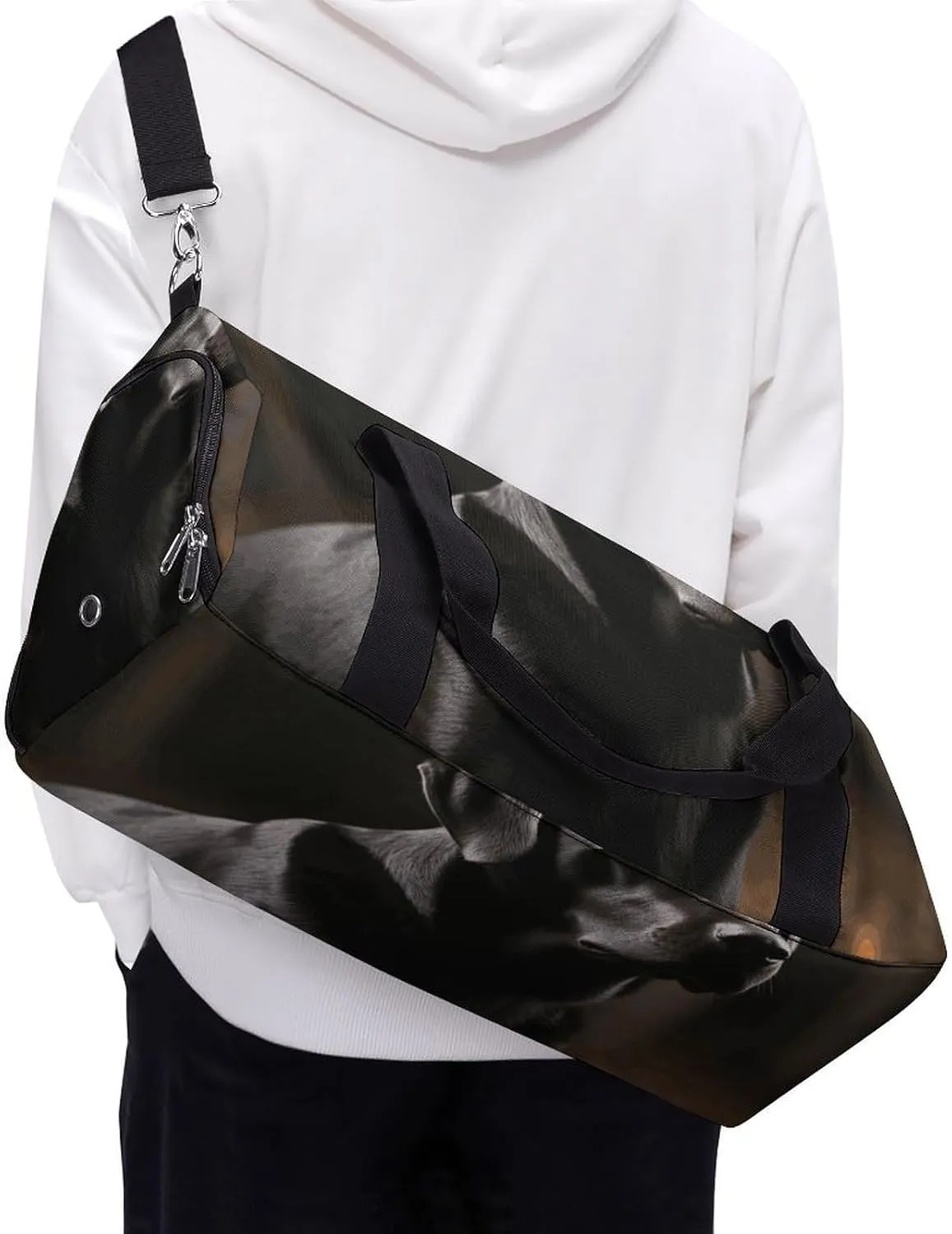 Gym Bags Small Black Labrador Duffel Bag Overnight Bag with Shoe Compartment Carryon Bag for Men Women