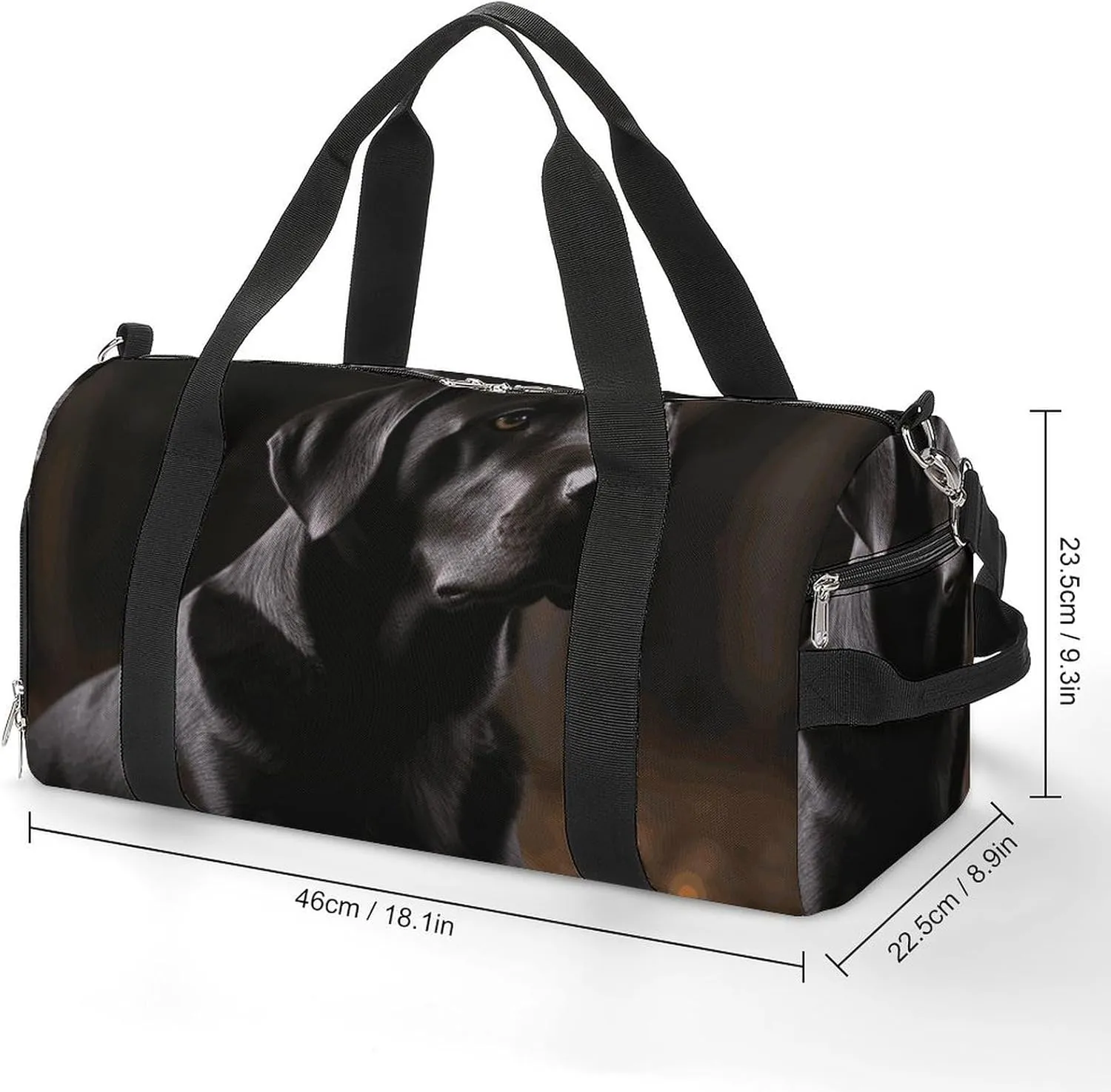 Gym Bags Small Black Labrador Duffel Bag Overnight Bag with Shoe Compartment Carryon Bag for Men Women