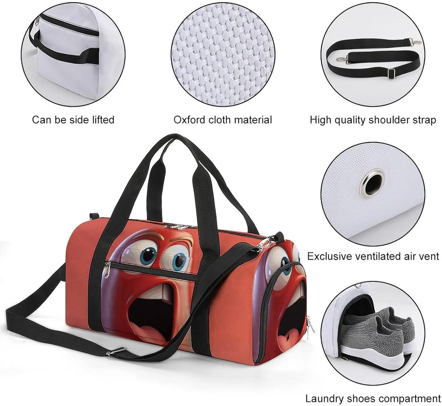 Gym Bags Small Cartoon Bell79546220-007d-11ef-8e6d-d148611795c7 Duffel Bag Overnight Bag with Shoe Compartment Carryon Bag for Men Women