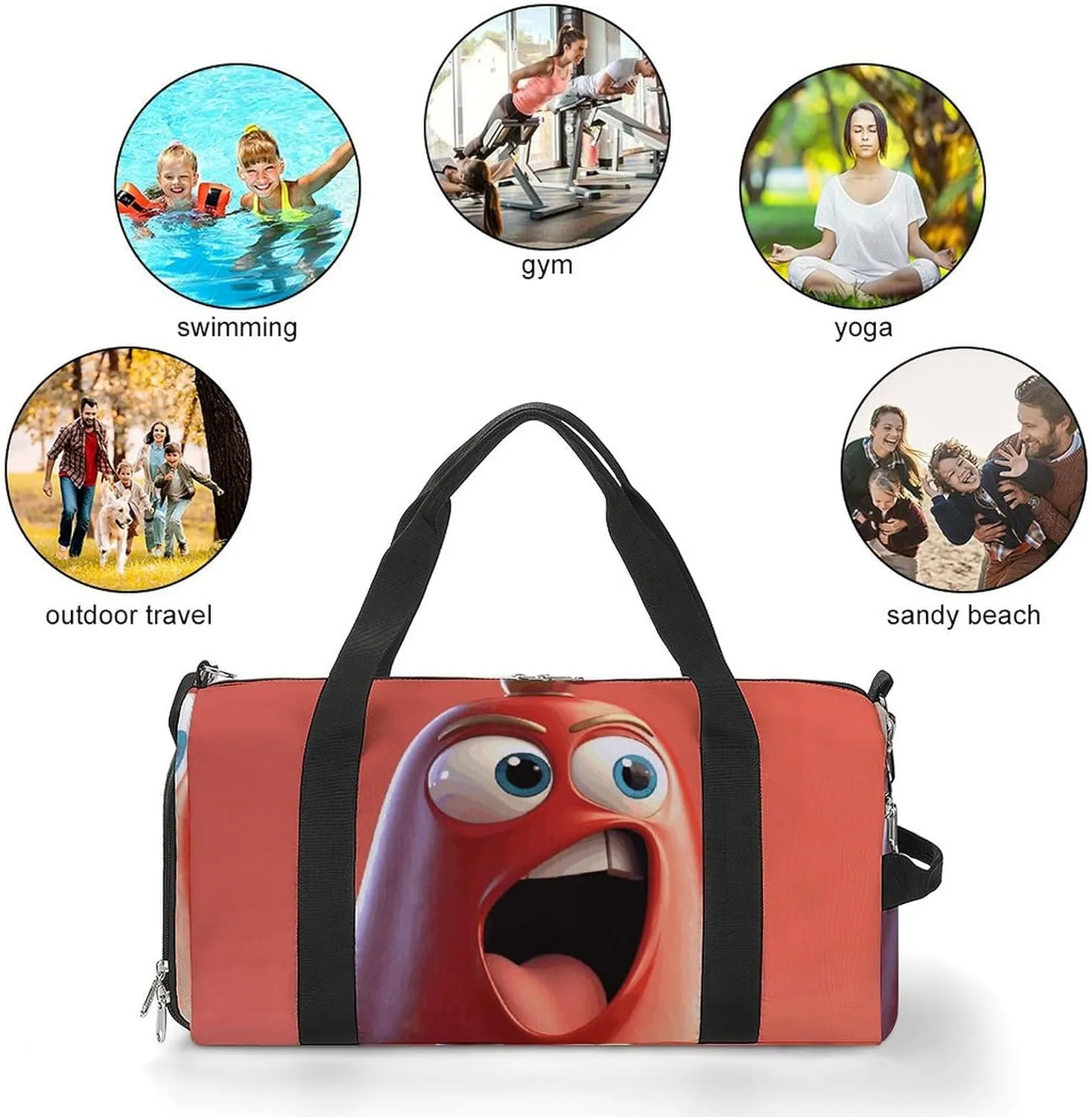 Gym Bags Small Cartoon Bell79546220-007d-11ef-8e6d-d148611795c7 Duffel Bag Overnight Bag with Shoe Compartment Carryon Bag for Men Women
