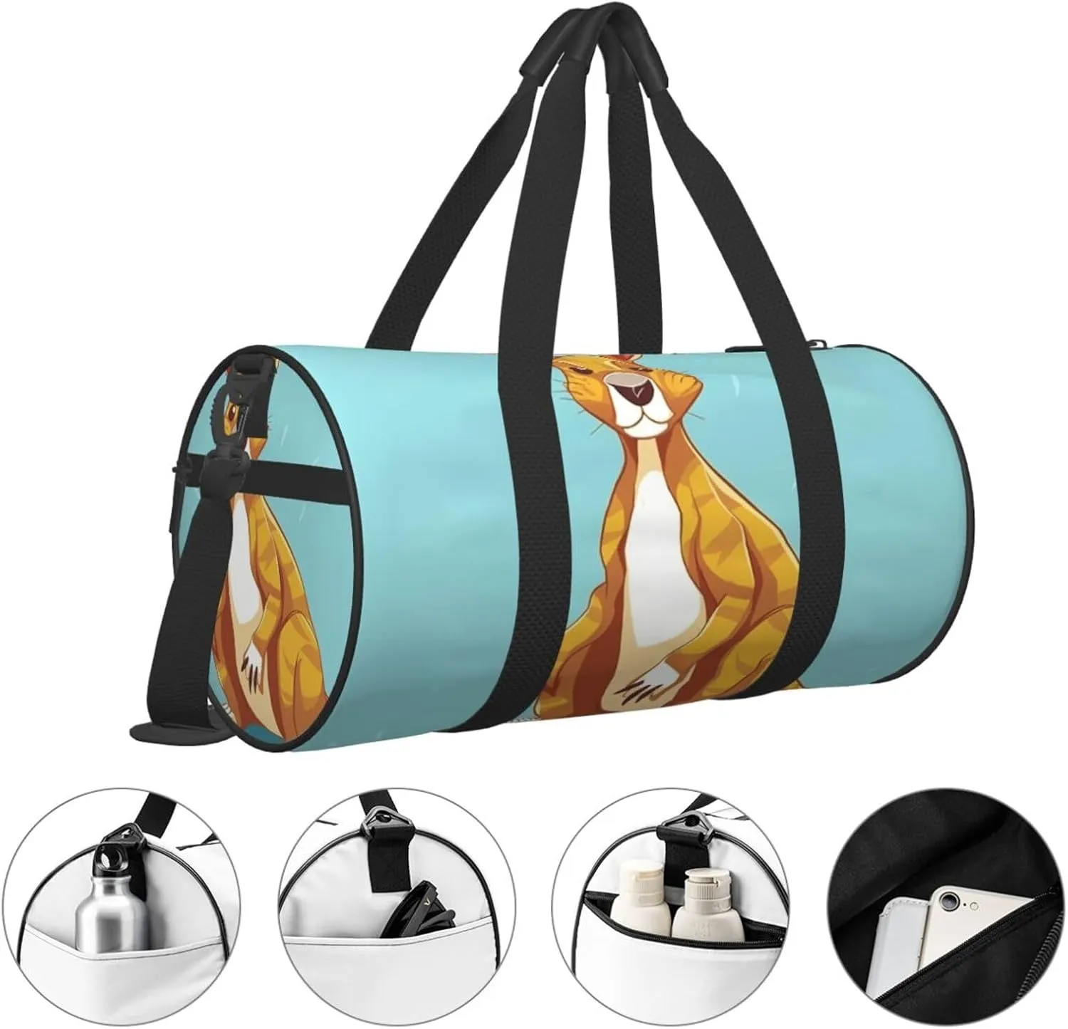 Gym Bags Small Cartoon Kangaroo Zoo Duffel Bag Overnight Bag with Shoe Compartment Carryon Bag for Men Women