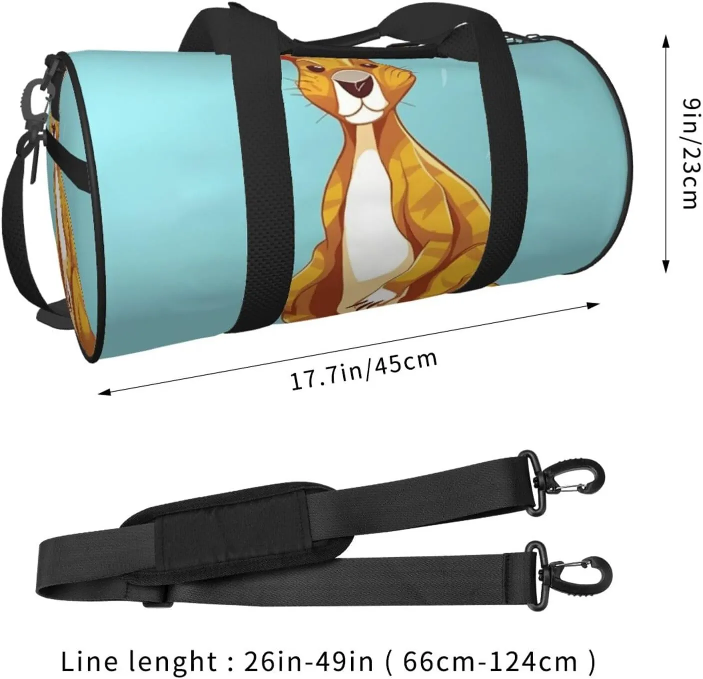 Gym Bags Small Cartoon Kangaroo Zoo Duffel Bag Overnight Bag with Shoe Compartment Carryon Bag for Men Women